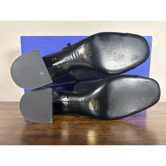 Stuart Weitzman Maeve Mary Jane Slingback Mesh Pumps Black SK655 Square Toe 8B - Picture 7 of 8